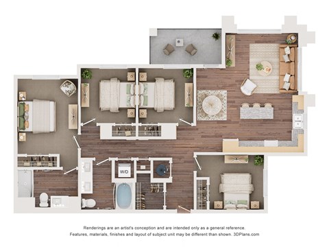 Floor plan for 4 beds, 2 baths, 1394 sqft